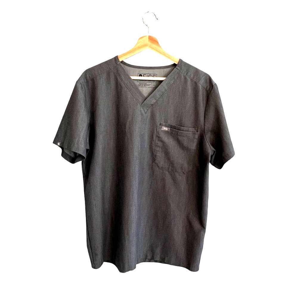 FIGS Technical Mens Leon Scrub Top Size M Graphite Gray 3 Pocket Medical Nurse